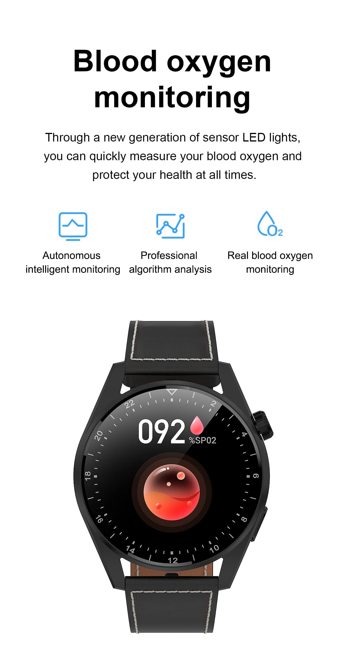 HANDA HK3 Pro Smart Watch for Men Women, Fitness Tracker Smartwatch with Heart Rate Blood Pressure Sleep Monitor Pedometer Bluetooth Call IP68 Waterproof Activity Tracker (Black Silicone)