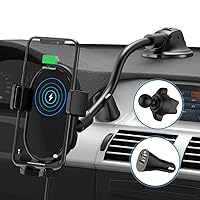 Wireless Car Charger Mount, MAX 10W Car Phone Holder Mount Wireless Charging, Wireless Charger for Car Dashboard Air Vent, Qi Car Wireless Charger for iPhone Samsung Galaxy etc Most Smartphones, Black