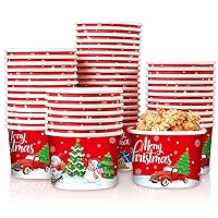 gisgfim 50pcs Christmas Paper Snack Cups, Christmas Ice Cream Cups Disposable 9 Oz Paper Treat Cups Dessert Bowls Holiday Xmas Themed Soup Cups For Hot or Cold Food Christmas Party Supplies