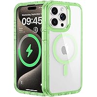 for iPhone 15 Pro Max Case with Magsafe, Tri-Layer Perimeter for More Protection,3-in -1 Transparent Magnetic Designed, Anti-Fall for iPhone 15 Pro Max Phone Case,6.7 inch, Green