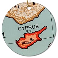 Map Cyprus Christmas Ceramic Ornaments Vintage Map Christmas Porcelain Ornament Travel Lover Funny Ornament for Xmas Party Decorations 3 in