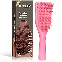 No Tangle Detangler Hair Brush for Wet & Dry Hair, Wave-shaped Soft Bristle Hairbrush for Reduces Breakage, Lightweight Travel Brush Detangling All Hair Types, Pink