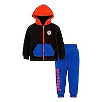Converse Little Boys All Star Colorblock Full Zip Hoodie and Pants 2 Piece Set