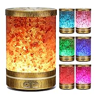 Essential Oil Diffuser, Aromatherapy Diffuser Himalayan Pink Salt Crystal, Diffusers for Essential Oils with 7 Color Lights 2 Mist Mode, Reduce Noise Design for Baby Room 120ml