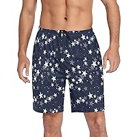 ALAZA Stars Navy Men’s Pajama Short Sleep Pants Soft Lounge Pajama Bottoms with Pockets