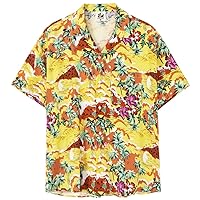 SURF CUZ Mens Hawaiian Shirts Short Sleeve Stretch Casual Aloha Shirt Vacation Mens Tropical Button Down Beach Shirts
