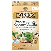 Peppermint & Creamy Vanilla Tea - A Crisp, Balanced Herbal Tea, Formerly Buttermint, Naturally Caffeine-Free Tea Bags, Individually Wrapped, 20 Count