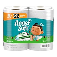 Angel Soft Toilet Paper with Fresh Evergreen Scented Tube, 8 Mega Rolls = 32 Regular Rolls, Soft and Strong Toilet Tissue