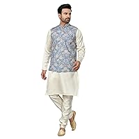 Classy Indian Heavy Cotton Digital Man's Printed Kurta Pajama Set 3649 (Cotton, 2)