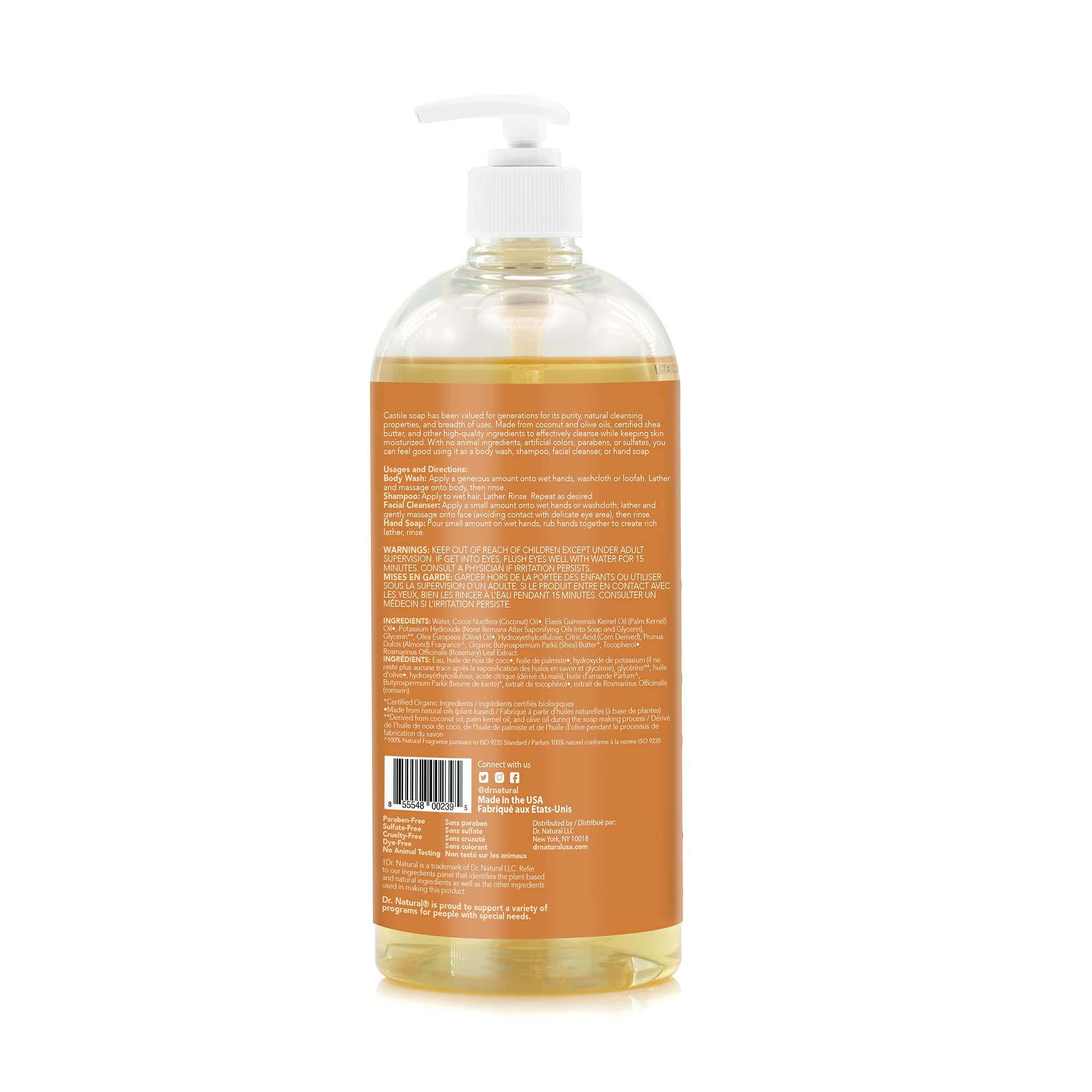 Dr. Natural Pure Castile Liquid Soap (Almond, 32oz)