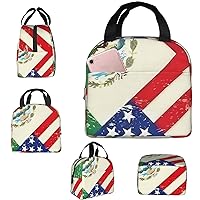 Insulated Lunch bag Lunch box for Women Mexican American Flag Lunchbox Portable Lunch Tote Bag