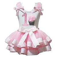 Petitebella Pink Dots Cupcake 1 to 3 White Shirt Pink Dots Petal Skirt Outfit