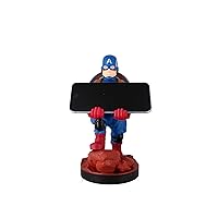 Exquisite Gaming: Marvel Captain America - Original Mobile Phone & Gaming Controller Holder, Device Stand, Cable Guys, Licensed Figure
