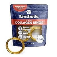 Natural Beef Collagen Rings for Dogs - Vet-Approved Long Lasting Alternative to Traditional Rawhide & Bully Sticks - High Protein Dental Treat w/Glucosamine & Chondroitin - 3 Pack
