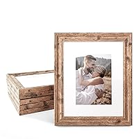 TWING 8x10 Picture Frame Set of 6, Vintage Walnut Photo Frames Display Pictures 5x7 with Mat or 8X10 Without Mat, Tabletop Display and Wall Mounting Home Decorative Photo Frames Pre-Installed, Walnut