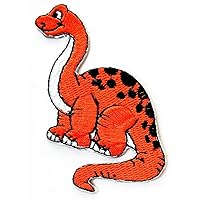 Nipitshop Patches Orange Dinosaur Animal Patches Sticker Cartoon Kids Design Badges Iron On Sewing Kids Clothing Hat Shoes