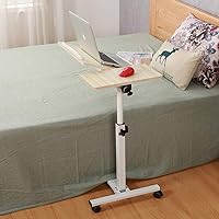 Tilting Overbed Table with Wheels Rolling Laptop Table Overbed Desk Rolling Laptop Stand Over Bed Desk Rolling Laptop Desk with Wheels (WhiteMaple)