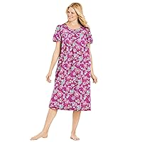 Only Necessities Women's Plus Size Short Print Shirred Lounger