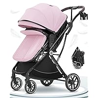 Baby Pink Stroller Bassinet 3 in 1 Stroller Newborn,Convertible Portable Strollers for Toddler Infant, Foldable Stroller with One Hand,Reversible Seat,Extra Storage