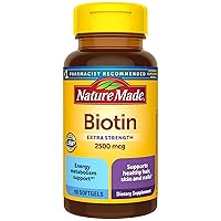 Nature Made Extra Strength Biotin 2500 mcg, Dietary Supplement For Healthy Hair, Skin & Nail Support, 90 Softgels, 90 Day Supply