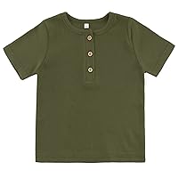 POBIDIBY Boys Short Sleeve Shirt with 3 Button, Henley Shirt for Boys & Girls, Polo Shirt Without Collar