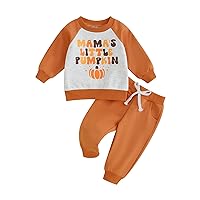 Halloween Clothes Toddler Baby Boy Girl Fall Winter Outfits 2 Piece Long Sleeve Crewneck Pumpkin Sweatshirt Pants Set