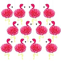 ZOIIWA 12Pcs Pink Flamingo Tissue Balls Tropical Pink Flamingo Honeycomb Balls Hawaiian Luau Flamingo Party Decorations Summer Aloha Ceiling Hanging Decorations for Hawaii Beach Home Birthday Supplies