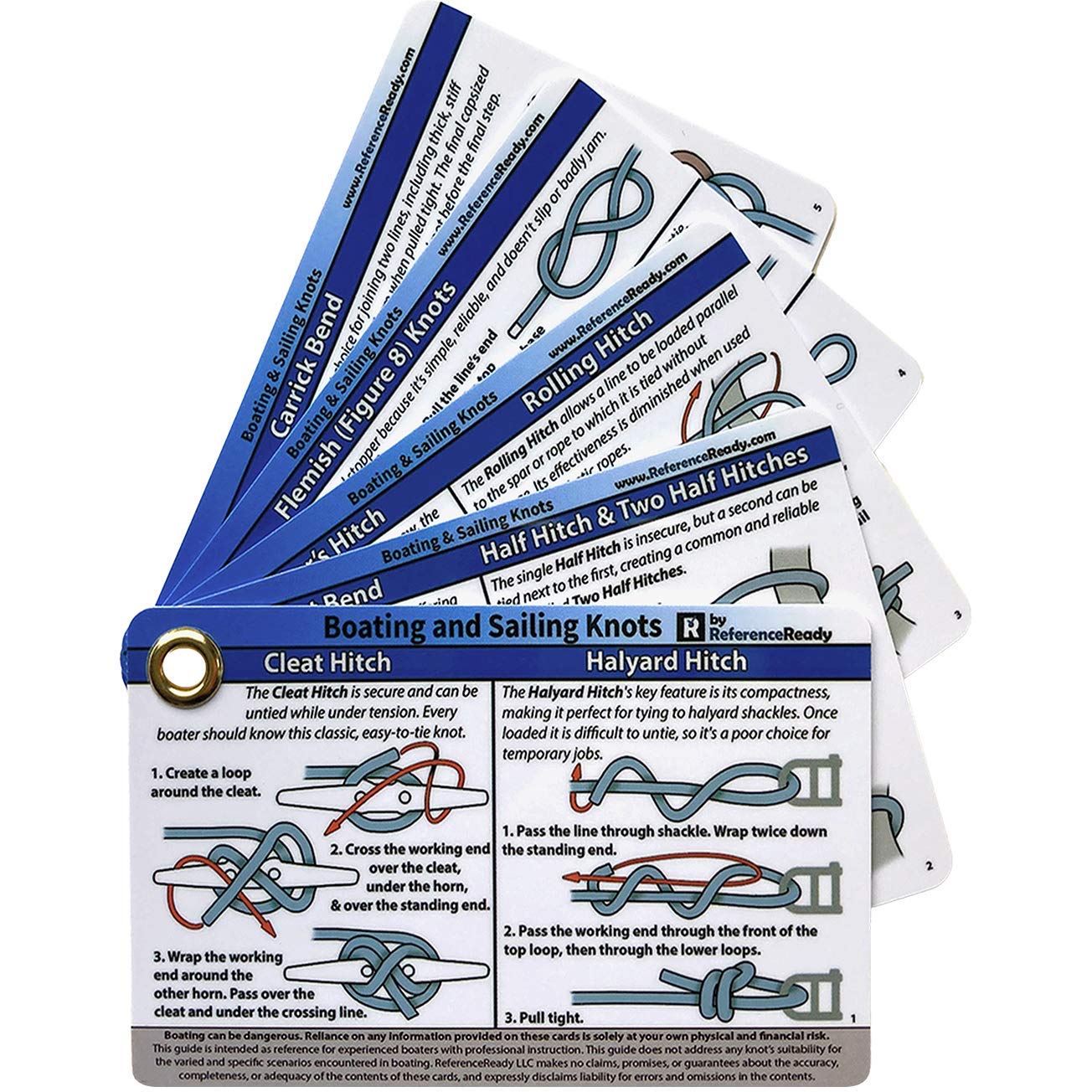 ReferenceReady Boating and Sailing Knot Cards - Waterproof Guide to 20 Nautical Knots