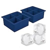 Tovolo Elements XL Ice Cube Tray, Set of 2 Silicone Ice Trays, Extra-Large Ice Cubes for Whiskey, Bourbon, Cocktails & More, BPA-Free & Dishwasher-Safe, Blueberry