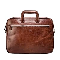 Maxwell Scott - Luxury Leather Document Case for Laptop/Files with Pullout Handles - Handmade - The Tutti Chestnut Tan