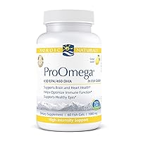 ProOmega in Fish Gelatin, Lemon Flavor - 60 Soft Gels - 1280 mg Omega-3 - High Potency Fish Oil - EPA & DHA - Promotes Brain, Eye, Heart, & Immune Health - Non-GMO - 30 Servings
