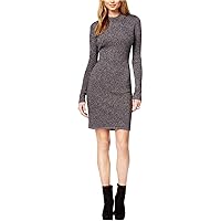 Womens Metallic Knee-Length Sweaterdress Gray L