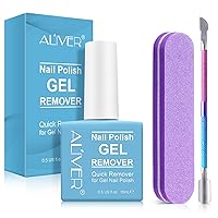 Gel Nail Polish Remover (15ML) - Professional Removes Nail Polish in 2-5 Minutes, Quickly & Easily, Include Nail Polish Scraper Cuticle Pusher Tools and Double Sided Nail Files Buffer Set