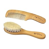 Baby Brush & Comb Set | Gently grooms baby's hair | Made of natural wood and bristles