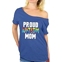 Awkward Styles Proud Autism Mom Off Shoulder Shirts Autism Awareness Mom Gifts