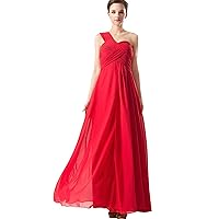 One Shoulder Bridesmaid Dresses Long for Women Empire Prom Party Dress Criss-Cross Pleated
