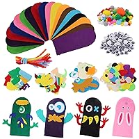 18 Pieces DIY Hand Puppets Making Kit Felt Sock Creative Art Craft Making Your Own Puppets Colorful Pompoms Wiggle Googly Eyes Storytelling Role Play Party Supplies
