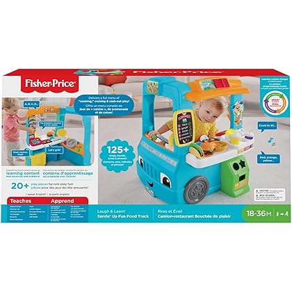 Fisher-Price Laugh & Learn Toddler Learning Toy Servin’ Up Fun Food Truck Electronic Playset With 24 Accessories For Ages 18+ Months