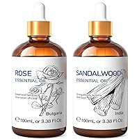Rose Essential Oil and Sandalwood Essential Oil, 100% Pure Natural for Diffuser - 3.38 Fl Oz