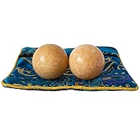 A Pair of Chinese Baoding Balls Orange Health Massage Balls Stress Relieve Hand Exercise Balls Natural Marble (Orange, 1.4'')