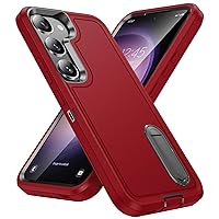 BaHaHoues for Samsung Galaxy S23 Case, Samsung S23 Phone Case with Built in Kickstand, Shockproof/Dustproof/Drop Proof Military Grade Protective Cover for Galaxy S23 5G (Red/Black)
