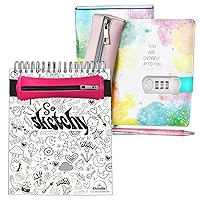 Life is a Doodle Sketch Pad and Diary with Lock, Sketch Book for Kids and Adults, Pencil Pouch for Art Supplies, & Cuff Bracelet, Journals for Writing, Self-Expression & Creativity