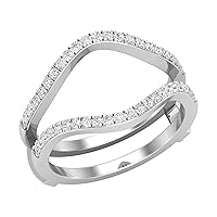 0.35 Carat (ctw) Round White Diamond Engagement Enhancer Guard Ring for Her in 925 Sterling Silver