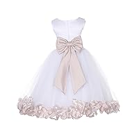 ekidsbridal Wedding Pageant Flower Petals Girl White Dress with Bow Tie Sash 302a