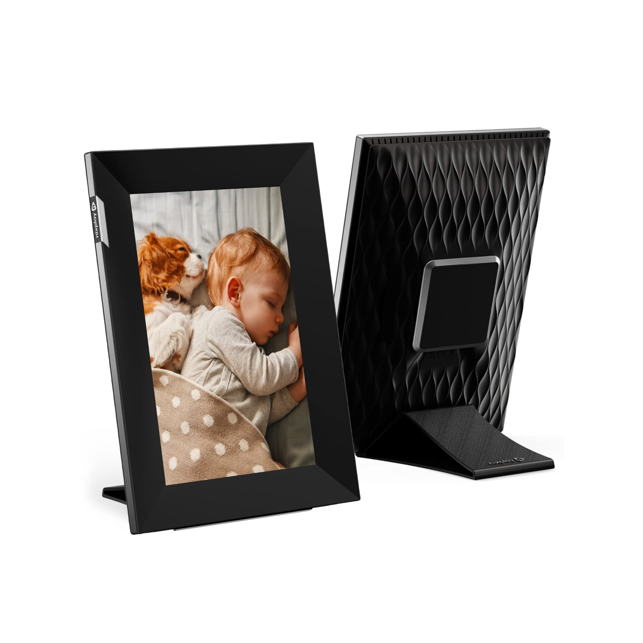 Nixplay 8 inch Touch Screen Smart Digital Picture Frame with WiFi (W08K), Black-Silver, Share Photos and Videos Instantly via Email or App