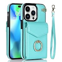 Case for iPhone 14 Pro,Wallet Multi Card Holder PU Leather Detachable Lanyard Women Girl Kickstand Ring Magnetic Creative Protective Cover Case for iPhone 14 Pro 6.1