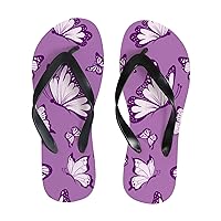Vantaso Slim Flip Flops for Women Violet Butterflies Yoga Mat Thong Sandals Casual Slippers