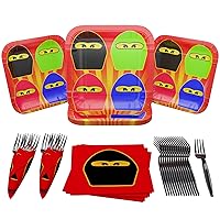 Ninja Master Value Party Supplies Pack (60 Pieces for 16 Guests) - Ninja Birthday Party, Ninja Party Supplies, Ninja Plates and Napkins, Ninja Themed Birthday, Spy Theme Party, Blue Orchards