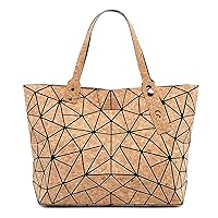 Ladies Fashion Purse Large Handbag Clip Bag 3 Pieces Set Geometric Large Capacity Handbag Texture Cork Ladies Shoulder Bag(Large Handbag)