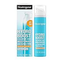 Neutrogena Hydro Boost Hyaluronic Acid Facial Moisturizer with Broad Spectrum SPF 50 Sunscreen, Daily Water Gel Face Moisturizer to Hydrate & Soothe Dry Skin, Fragrance-Free, 1.7 fl. oz